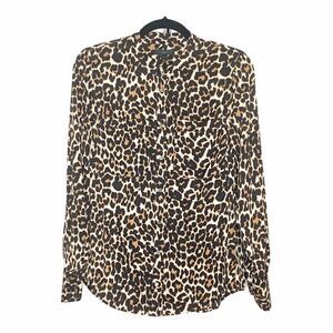 J. Crew Women’s Silk Leopard Print Button Down Blouse Top Size 4 Style E6419